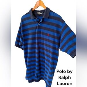 Polo by Ralph Lauren-Y2K vintage polo. Red Pony logo. Bright blue/dark blue GUC!